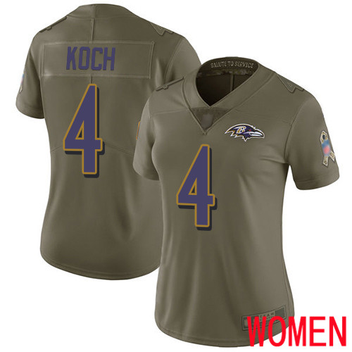 Baltimore Ravens Limited Olive Women Sam Koch Jersey NFL Football #4 2017 Salute to Service